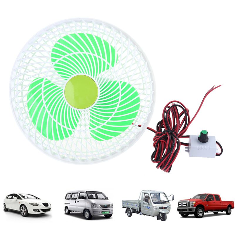 12V Oscillating Stepless Speed Air Cooling Electric Fan Swing Clip Fan for Car Vehicle Outdoor Home Camping Hiking