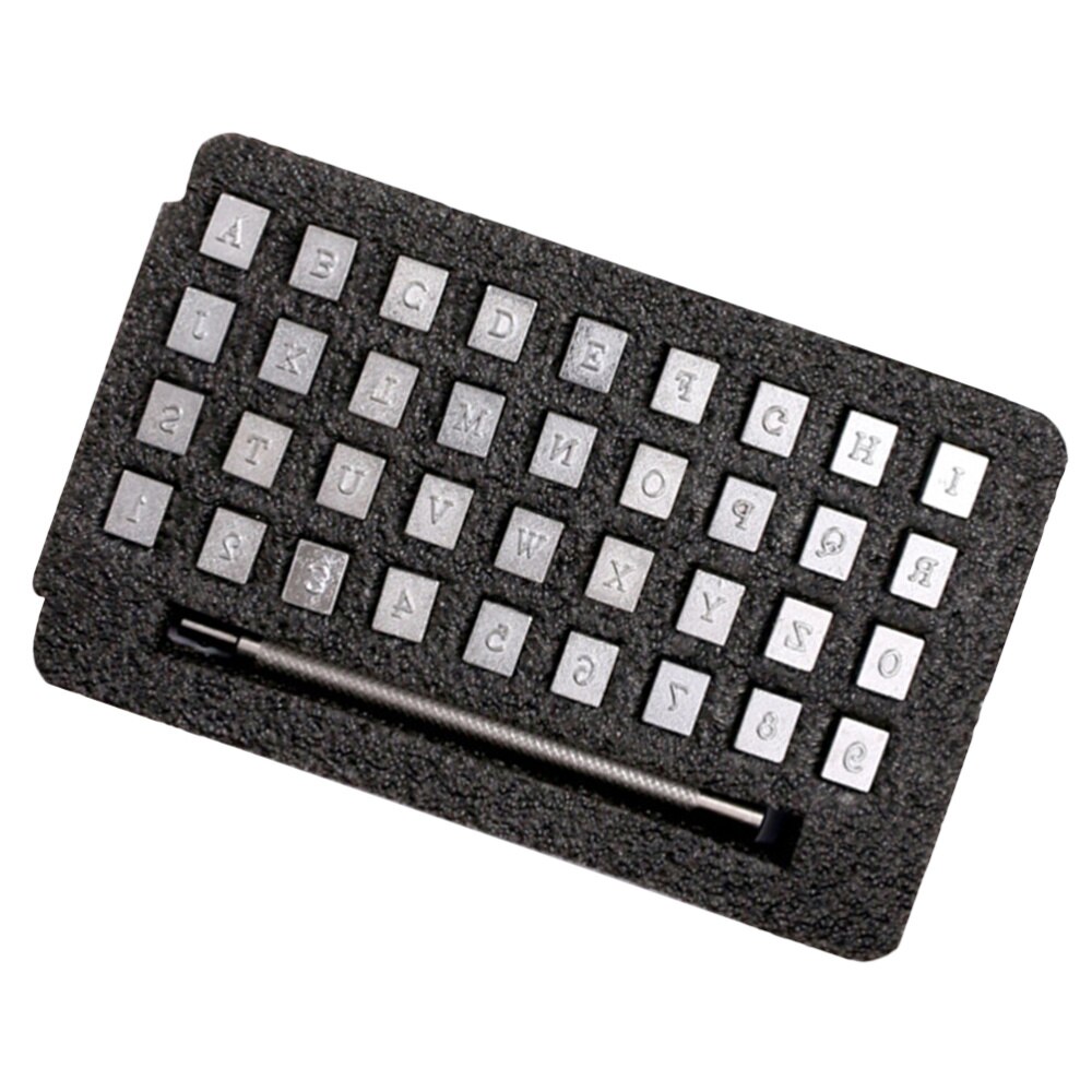 36Pcs 4Mm Letters Aantal Stalen Afdichting Alfanumerieke Aantal Lederen Stamper Brief Aantal Punch Lederen Carving Brief Punch Carbon
