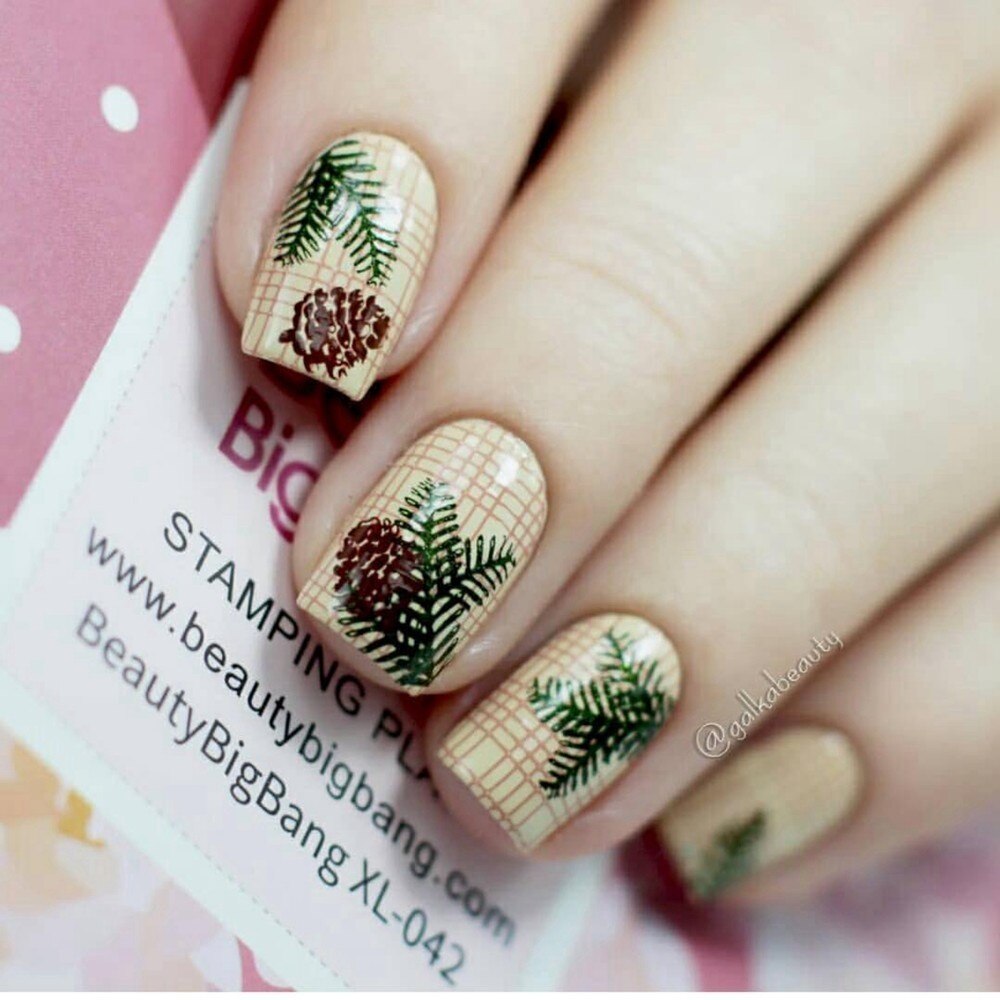 Beautybigbang Nail Art Stamping Plate Stainless Steel 12cm Butterfly Flower Plaid Bird Image Nail Stamping Template Mold XL-042
