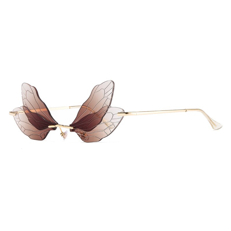 Gafas tipo mariposa sin montura para hombre y mujer, anteojos de sol femeninos con de libélula, de color rosa, con protección UV400, a la: 05