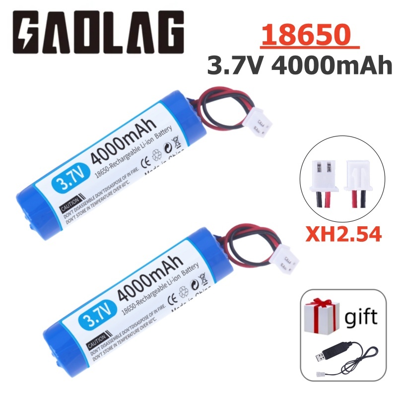 4000 mah 3.7 V 18650 batterie Xh2.54-2p prise li-lon batterie au Lithium Rechargeable avec chargeur horloge Bluetooth Audio batterie