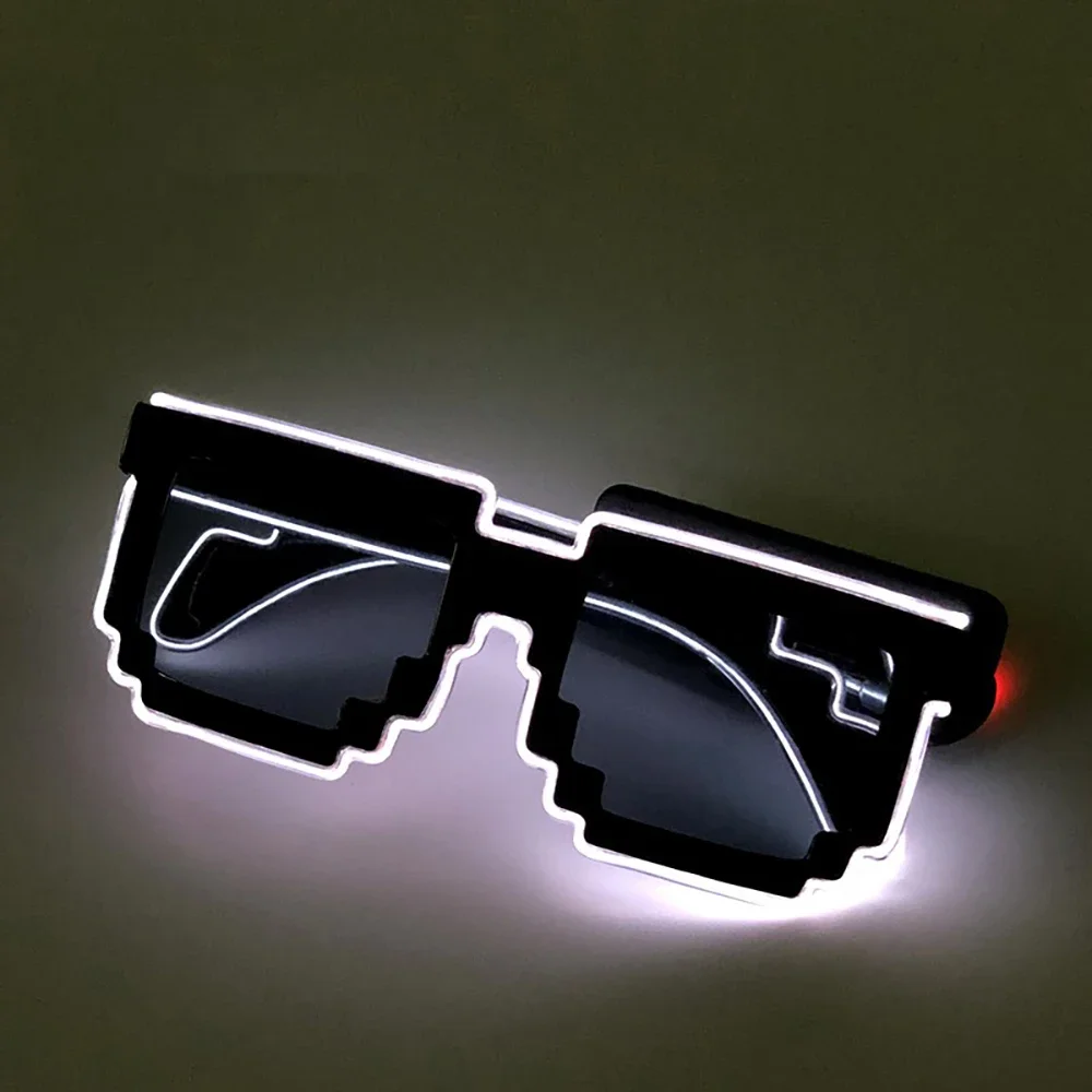 Óculos com iluminação LED sem fio, óculos de néon que brilham no escuro para festa rave, EDM: Branco