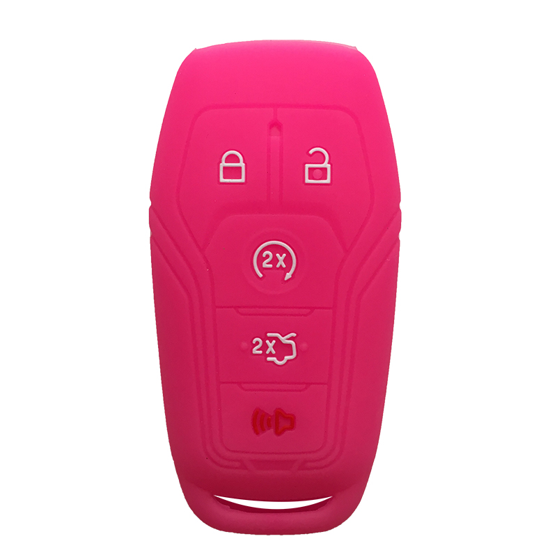 Silica Gel Flip Key Cover Cap for FORD EDGE EXPLORER Fusion Mustang F150 for Lincoln MKZ MKC Keys Case for Keychain Alarm: rose red