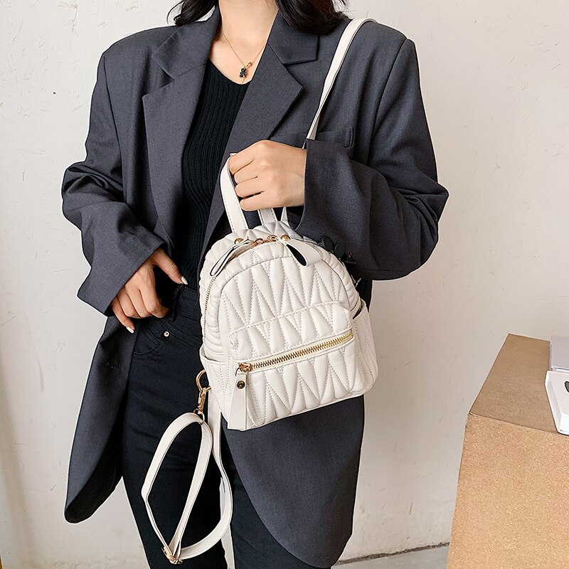 Dames Zacht Leer Pu Lederen Rugzak Retro Rugzak Vrouwelijke Student Schooltas Vakantiereizen Rugzak Mini Schooltas