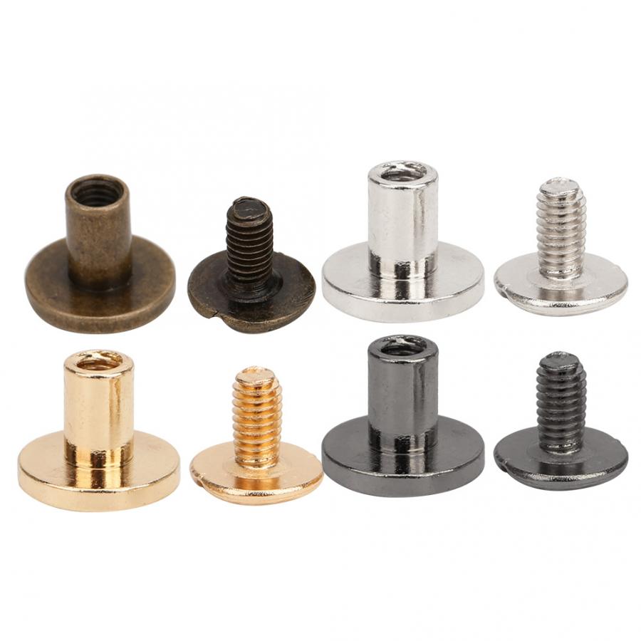 Juego de 50 remaches de Metal de 8mm, remaches de cabeza plana de cobre puro, Kit de tornillos de correa de cuero, bolsa de zapatos, cinturón, accesorios de ropa