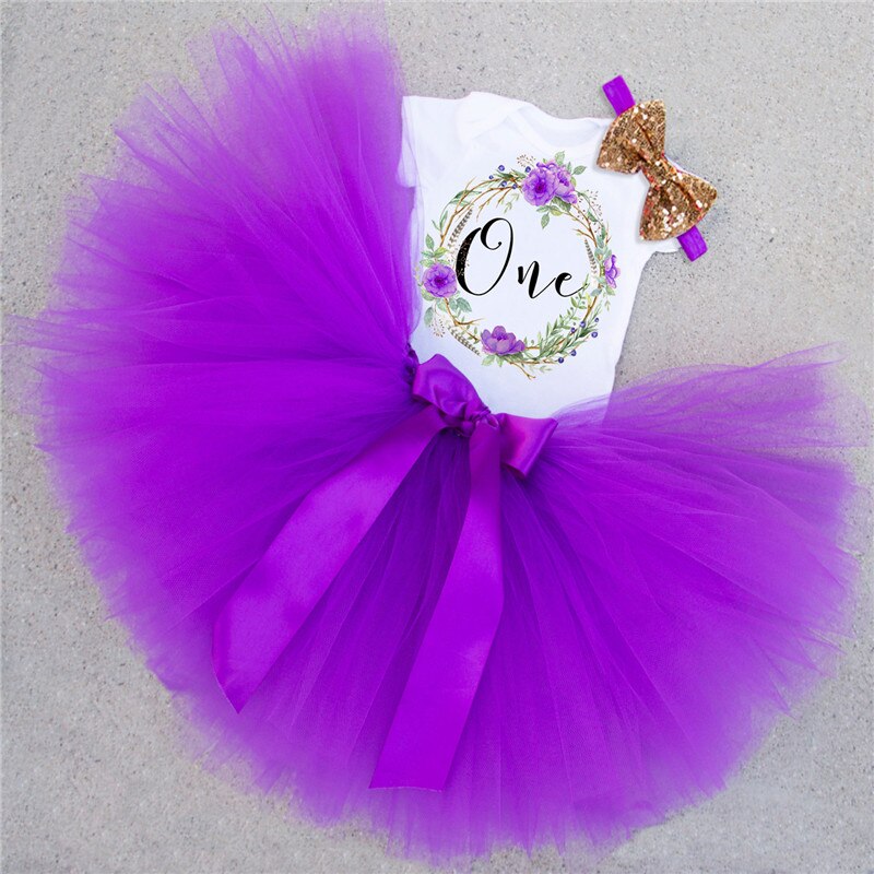 3pcs Baby Girl 1 Year Birthday Party Dress For Toddler Christening Tutu Cake Girls Dress Newborn 1st Baptism Vestido Outfits: ITEM 9