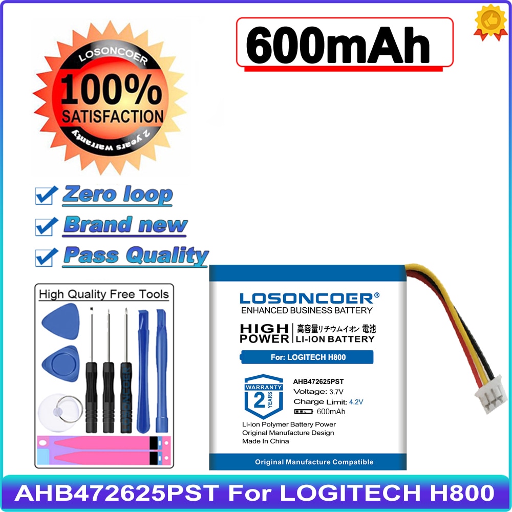 Replacement Battery 533-000067 AHB472625PST for LOGITECH H800 LOGITECHH800 Earphone Headphone Polymer 981-000337 600mAh