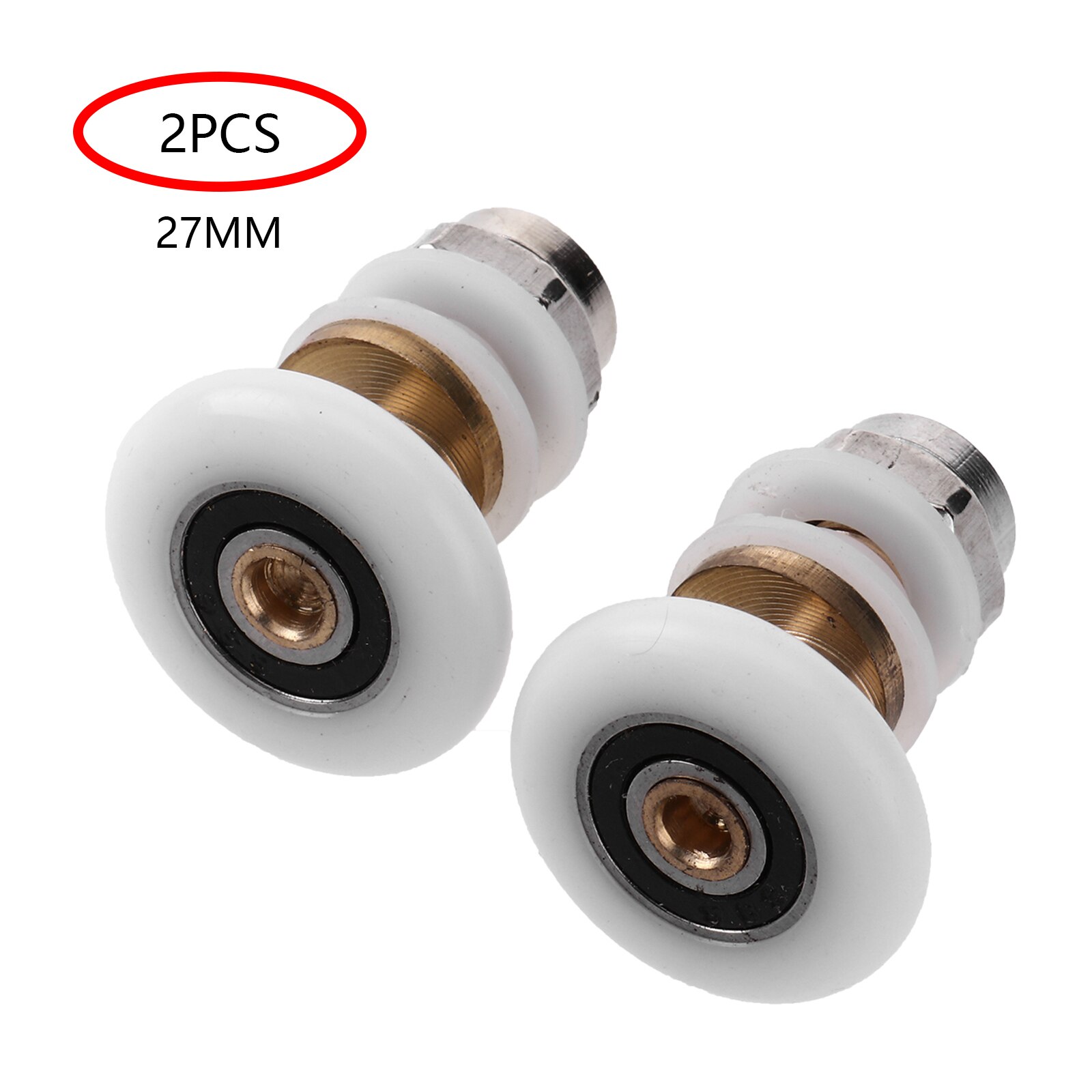 2 Glass Door Rollers Bathroom Shower Door Runners Pulleys Wardrobe Cabinet Wheels Durable Silent Sliding Casters Home Accessory: Multicolor 27mm