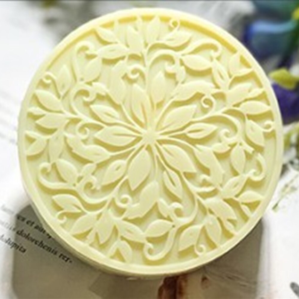 Padrão de flor artesanal sabão silicone molde diy esculpido quadrado redondo fazendo sabão silicone molde chocolate bolo ferramentas decoração: D