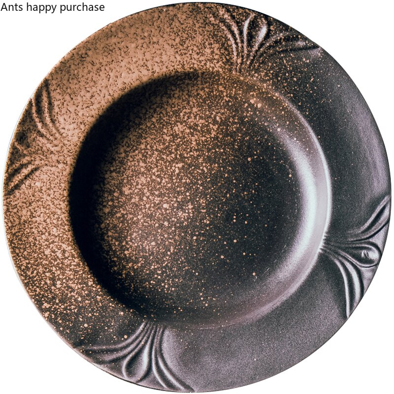 Soup Plate Deep Bowl Vegetable Wide Side Ceramic Round Plate Japanese-style Restaurant Dish Household Cutlery Set Hotel Dish