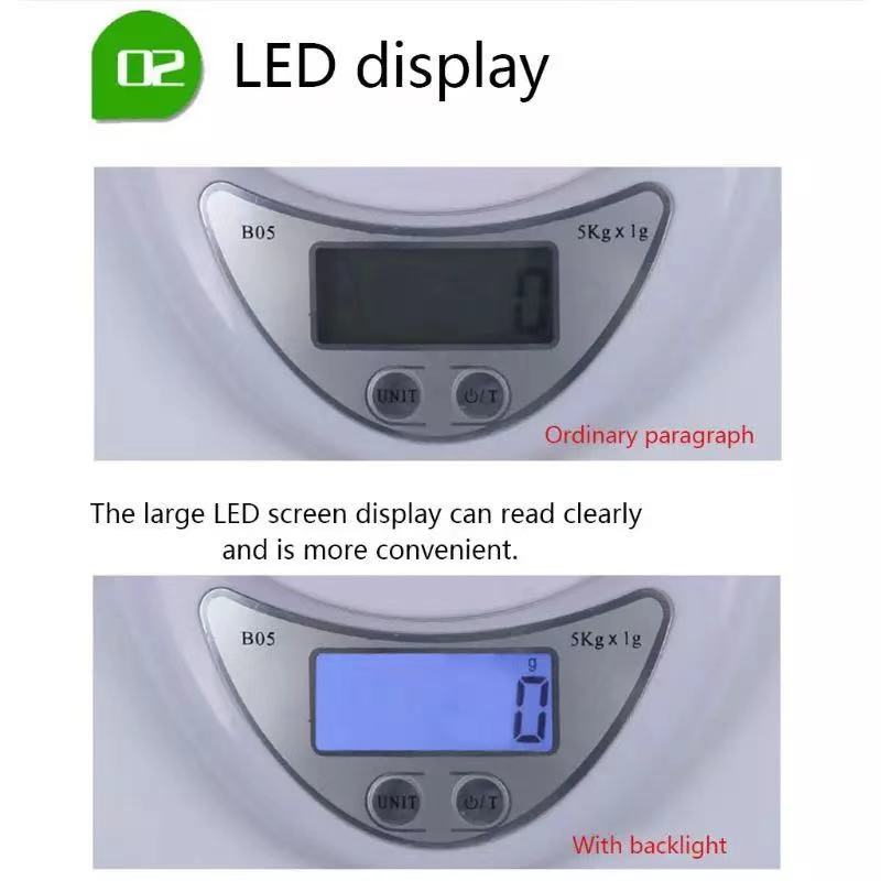 Food Kitchen5kg/1g，1kg/0.1g Food Kitchen Scales Balance Measuring Weighing Scales LED Electronic Scales With Tray