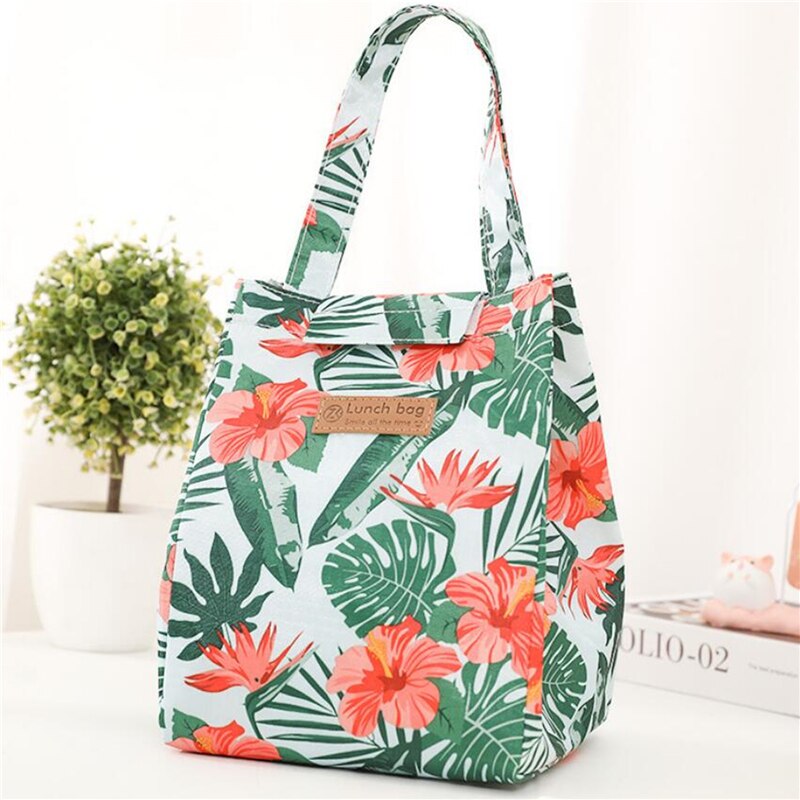 Pranzo al sacco moda stampa floreale multicolore borse più fredde donna Waterpr Hand Pack scatola da colazione termica viaggio da Picnic portatile: 01