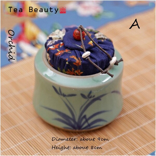 WIZAMONY Top Grade Wooden Plug Chinese Ceramics Eco-Friendly Tea Caddy Canister Porcelain Jar box Chinese style: A