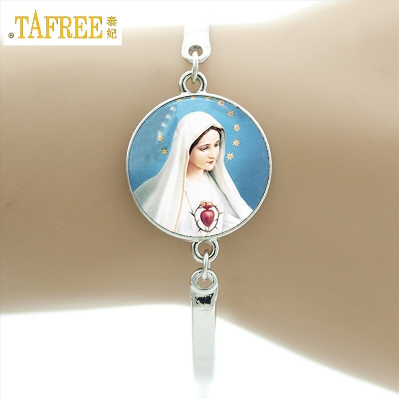 TAFREE marca nostra signora di glas bracciale vergine madre maria religiosa cattolica cupola di vetro braccialetto madonna gioielli con ciondoli D1010: D1009