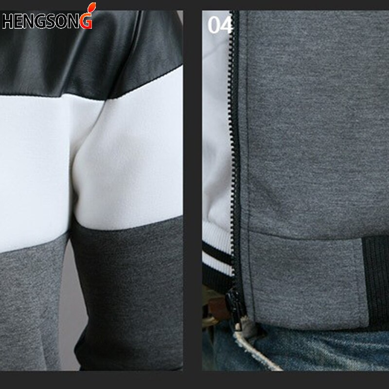 Men Autumn Winter Patchwork Outerwear Casual Stand Collar Zipper Jackets Plus Size Men Jacket Coat Autumn Clothing