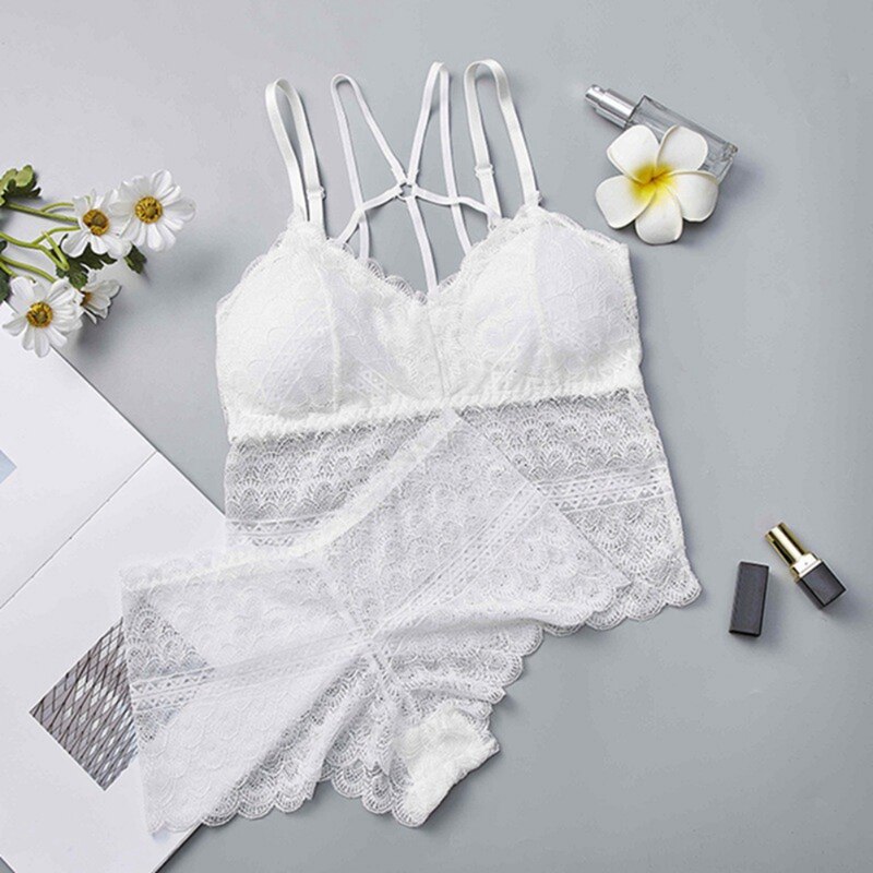 Kvinder blonde bh sæt sexet wire fri front bryst camis solide lingeri bh'er og udhulet kort sæt skønhed bagpå kryds lang søm vest