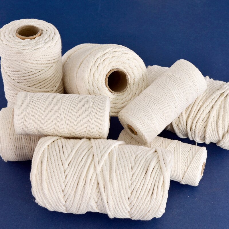 Cotton Macrame Cord Rope Twine 1/2/3/4/5/6/8/10mm DIY Macrame Rope Ribbon Crafts Twisted String Braided Handwork Home Decoration