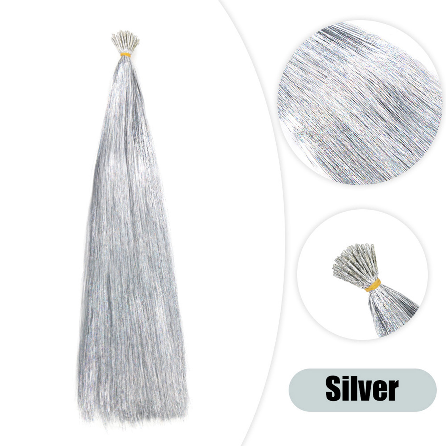 50 stks Synthetische I Tip Klatergoud Hair Extensions Glitter Klatergoud Haar Fee Haarstukjes Party Dazzle Haaraccessoires Voor Vrouwen Meisjes: Zilver