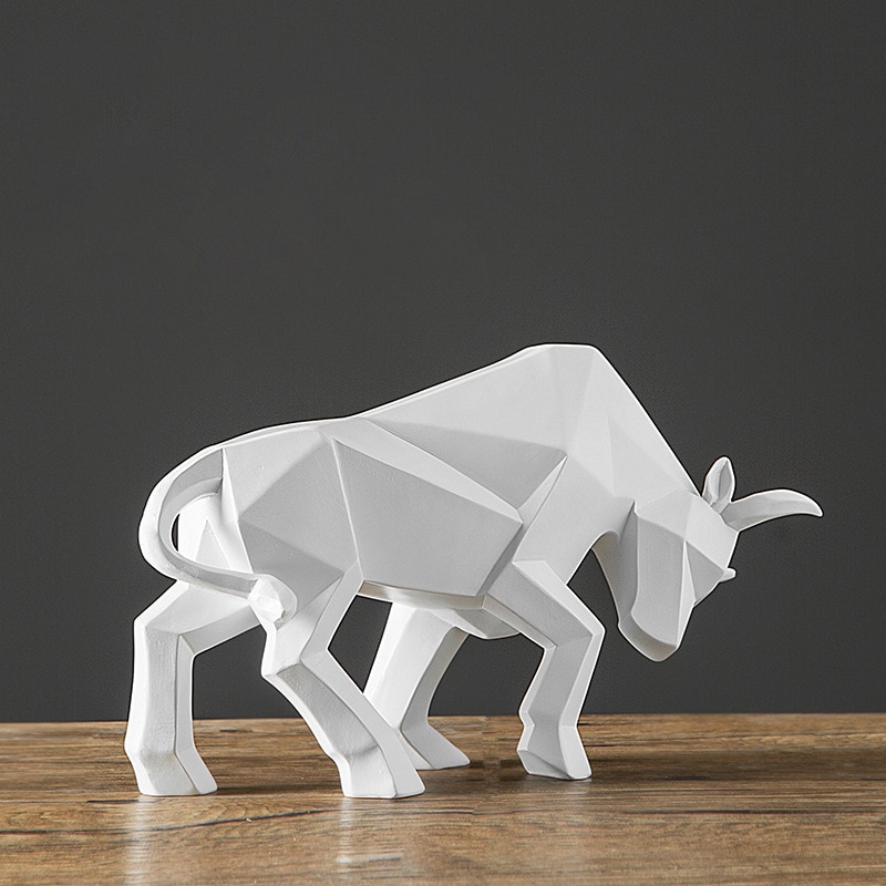 Harpiks geometrisk bison okse skulptur abstrakt okse statue kontor dekorasjon hjem kunst dyr håndverk ornament tilbehør låve