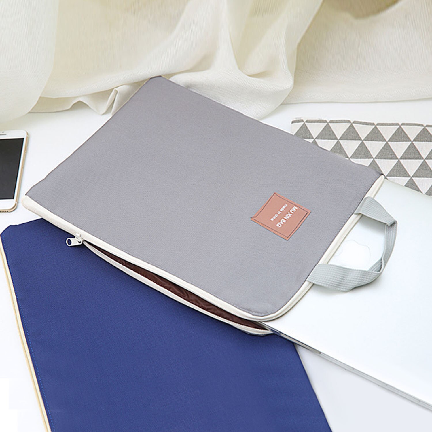 A4 Size Nylon Document Bags Organizer with Handles Waterproof for Office School Business 13inch Laptop Tablet Cell Phones