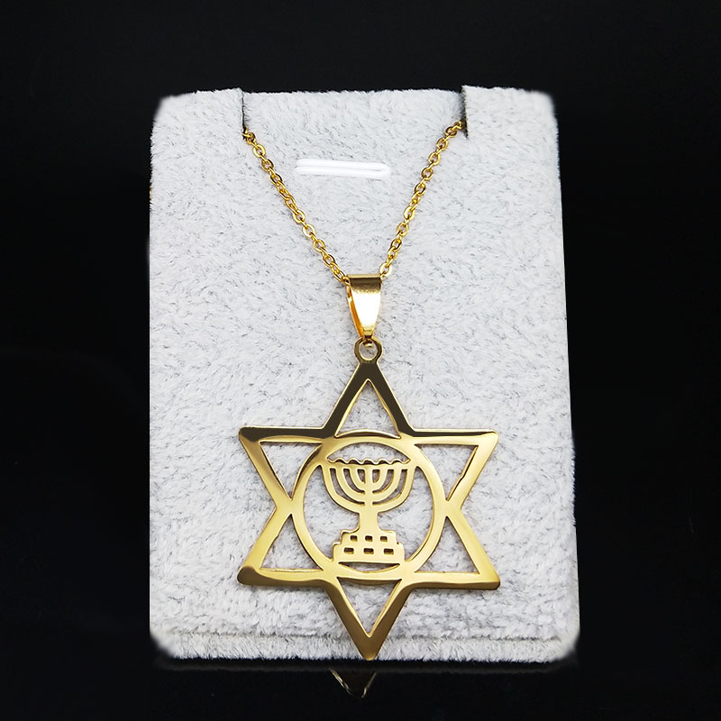 Messianic Charm Stainless Steel Pendant Necklace Silver Color Tone Seal Grafted in Jewish Hebrew roots Jewelry moda mujer N967: Blue Zinc