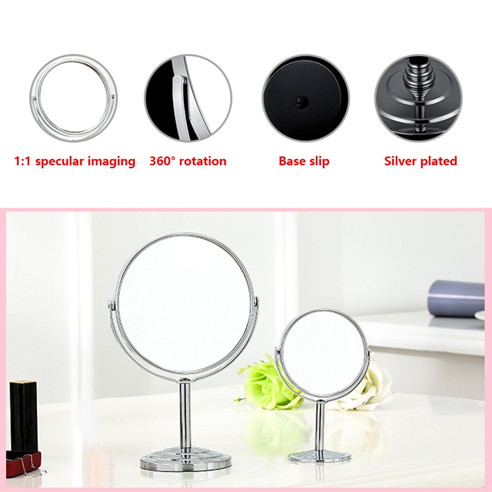 Round Shape Simple Rotatable Beauty Makeup Mirror Double-Sided Normal Magnifying Stand Cosmetic Mirror