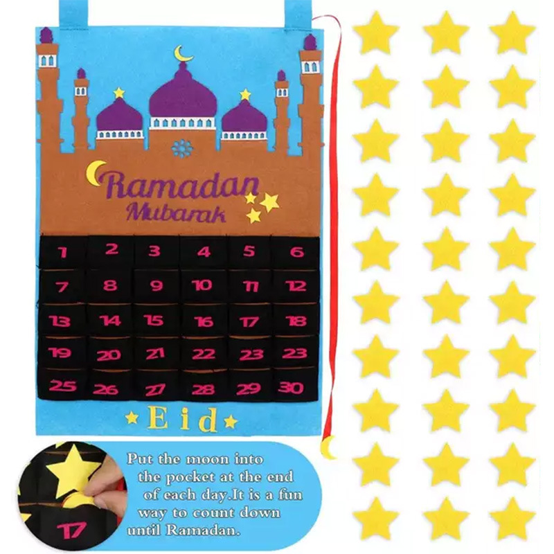 Eid Mubarak Advent Kalender Ramadan Kalender Twilight Vilt Countdown Decoraties Vilt Moskee Countdown Kalender Kinderen Aanwezig