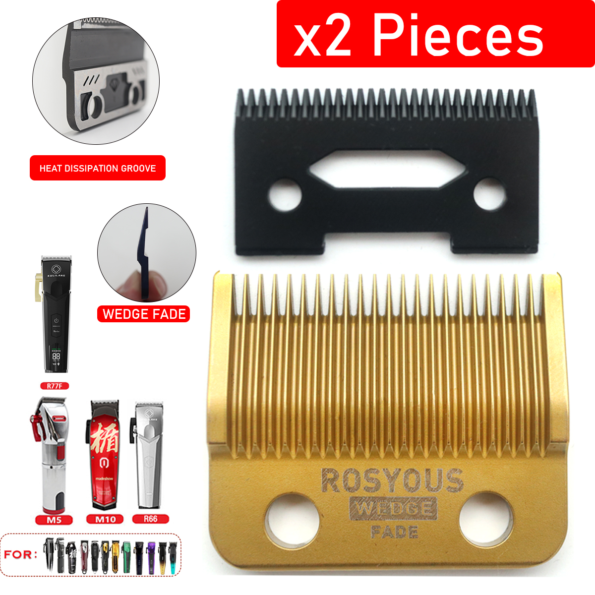 DLC FADE Blade Replacement for 2020C KULILANG VGR V003 Madeshow M10 Hair Clipper Titanium Plated Ceramics Blade: WHITE