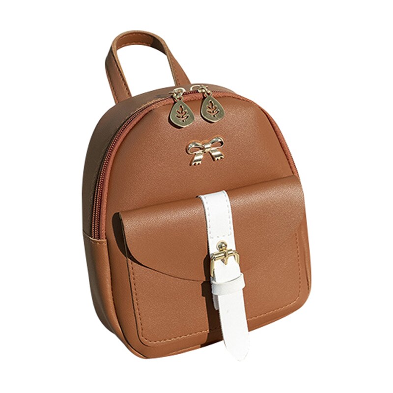 Femmes en cuir sac à dos enfants sac à dos Mini sac à dos femmes mignon lambrissé cartable pour adolescentes petit sac à dos pour voyage: Marron