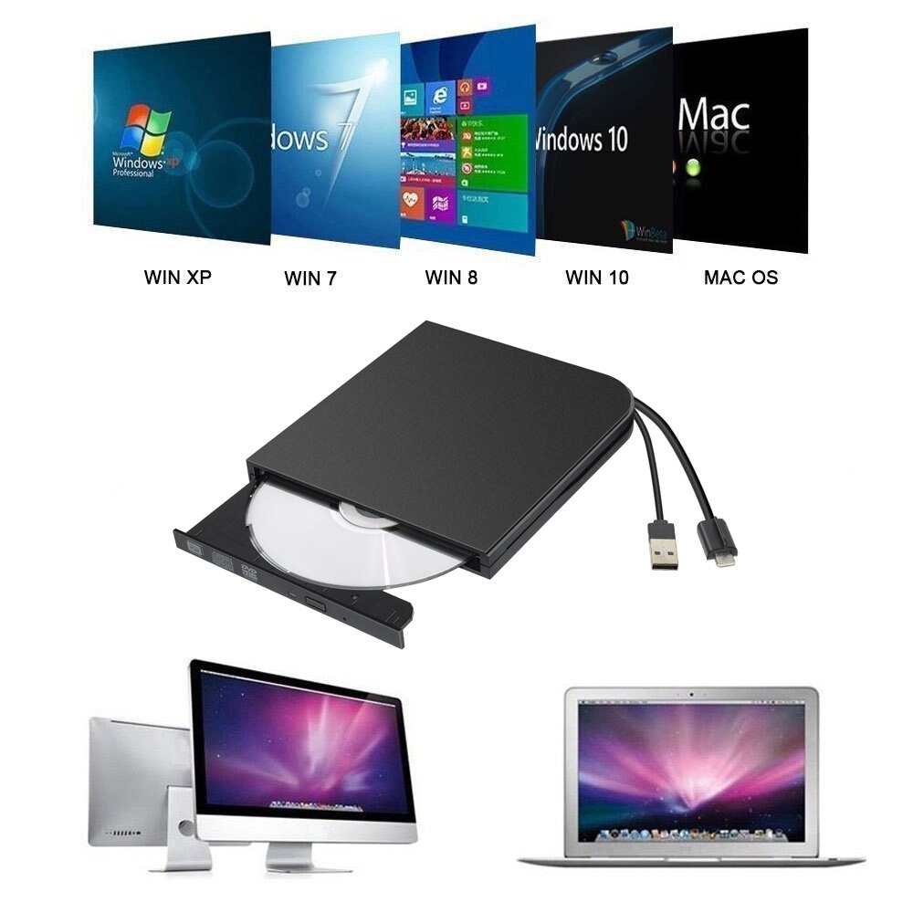 Universal tipo C USB 3,0 externo DVD/CD/VCD quemador RW SVCD reproductor de disco óptico para Mac/PC/ordenador portátil de Apple/OS/Windows