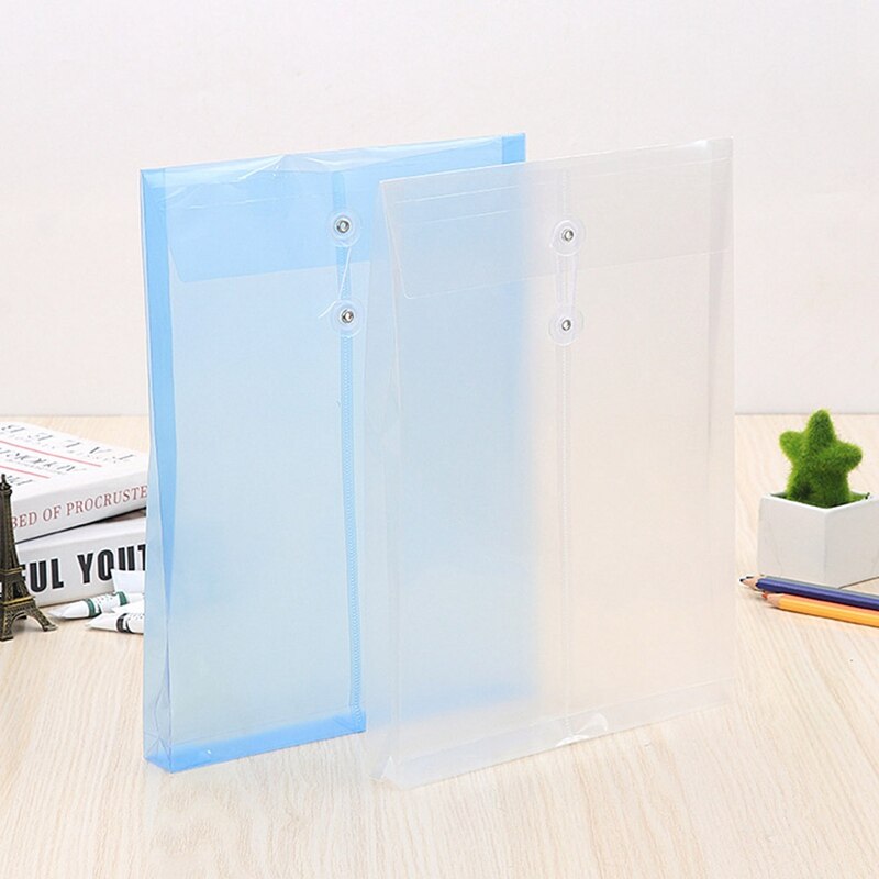 A4 Plastic Transparent Rope Winding Waterproof Document File Bag Business Document Organizer Office Supplies