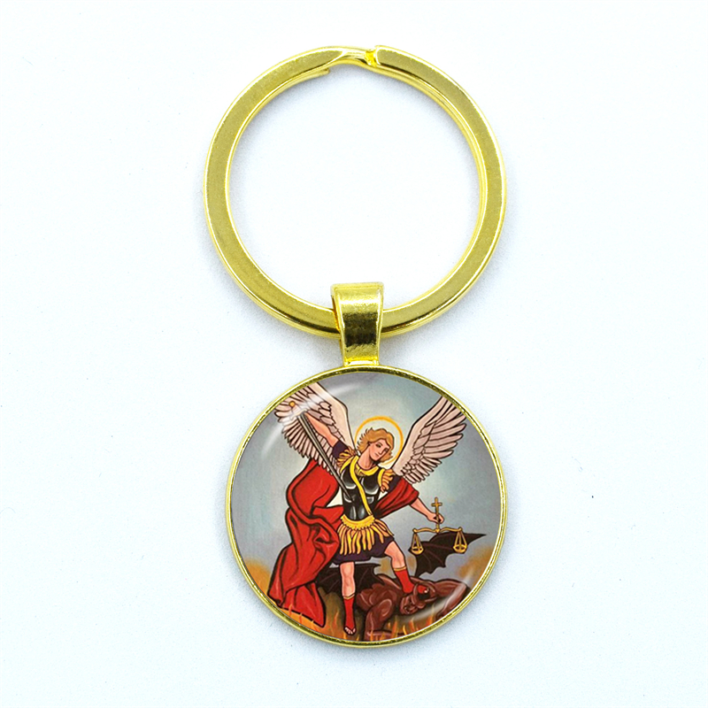 Aartsengel St.Michael sleutelhanger Bescherm mij Saint Shield Angel Protection hanger sleutelhanger Orhodox amulet christelijke sieraden cadeau