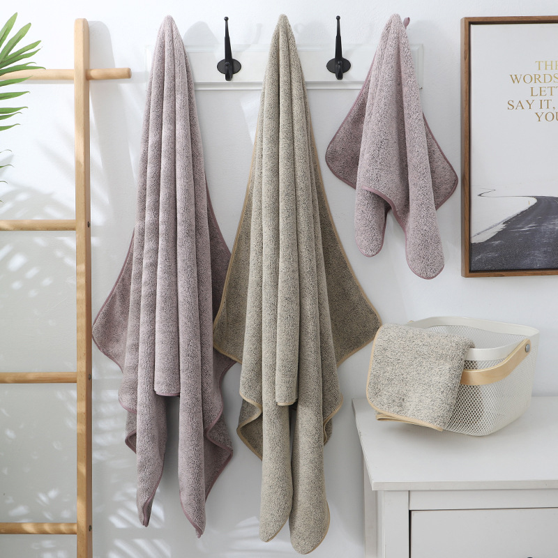 Toalla de baño gruesa de fibra de terciopelo coral de carbón de bambú de , Toalla de baño súper absorbente y de secado rápido, uso en el baño