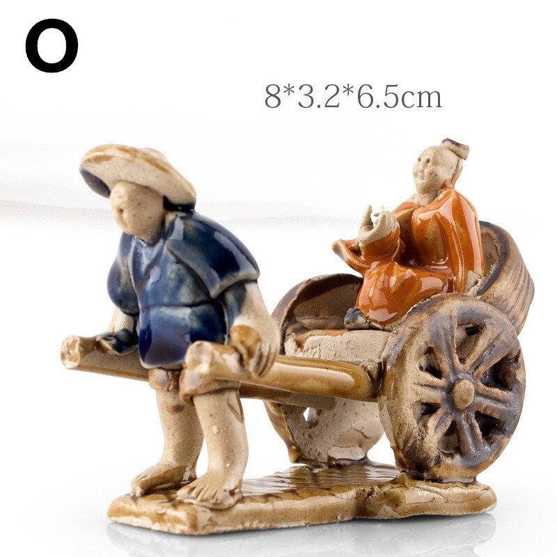 Small Ceramic Fishing Boat Fishman Figurine Craft Landscape Aquarium Fish Tank Garden Pot Plant Fairy Chinoiserie Decor Ornament: O