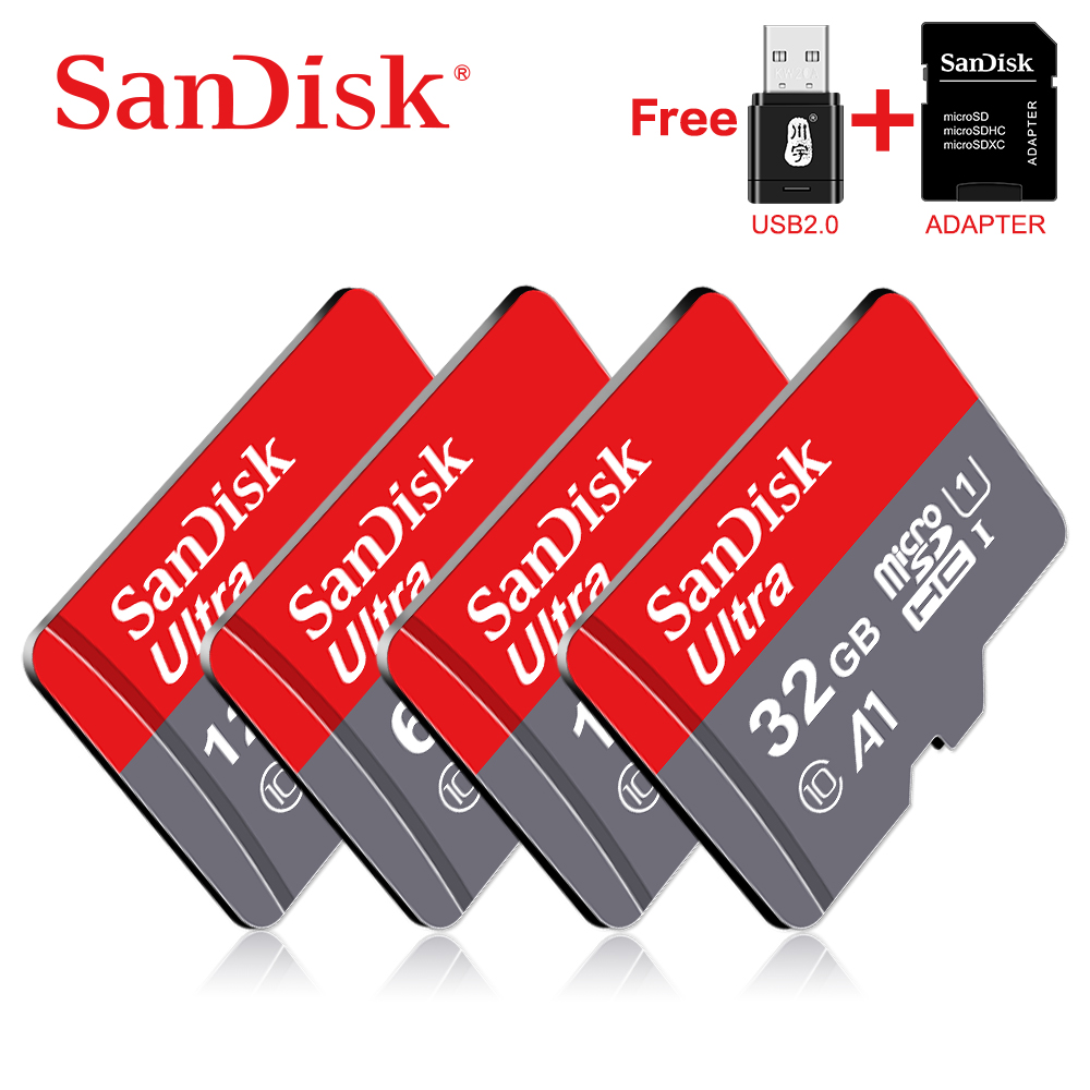 100% Originele Sandisk Micro Sd Card Class10 Tf Card16gb 32Gb 64Gb 128Gb Geheugenkaart Voor Telefoon En Tafel pc Met Adapter