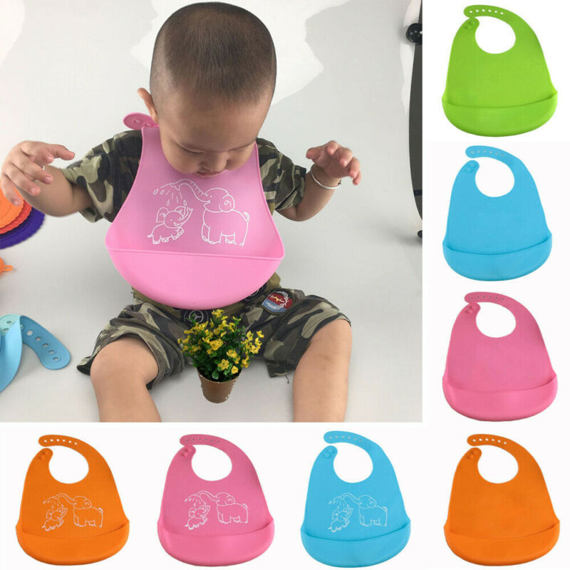 Baby Zeug Zubehör Baby Kinder Cartoon Print Silikon Bib Abendessen Bib Wasserdicht Bib Fütterung Werkzeug Lätzchen Burp Tücher