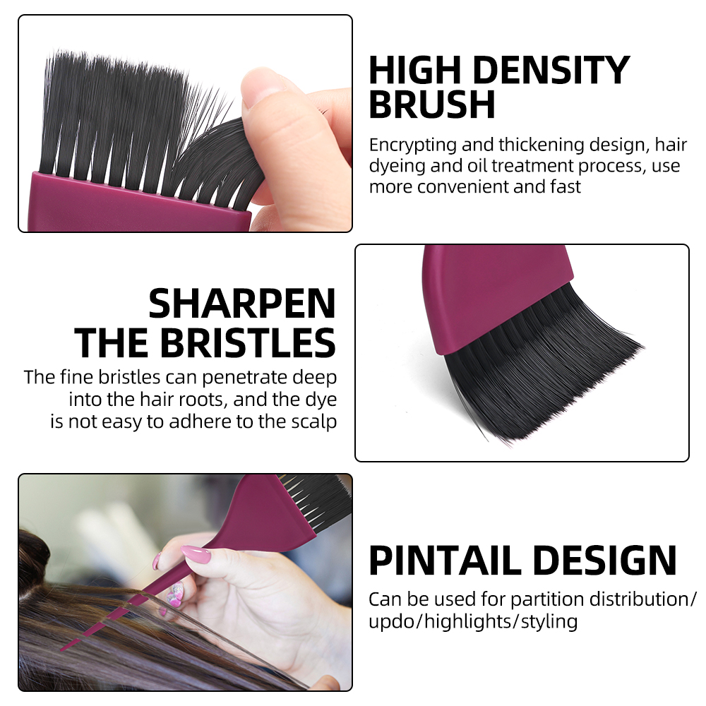 Brosses de coloration des cheveux, 3 pièces, peignes, outils de embaupour salon, trois modèles, brosse détaillée, accessoires de coiffure pour barbier