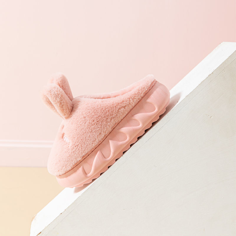 Kawaii Rabbit Platform Slides Shoes Women's Home House Fluffy Slippers Fuzzy Girls Cozy Cute White Room Mules Slippers For Women
