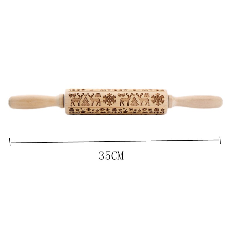 Kid Manual Rolling Pins Engraved with Designe Patterns Wooden Roller For Baking Embossed Cookies kitchen tools Christmas: G