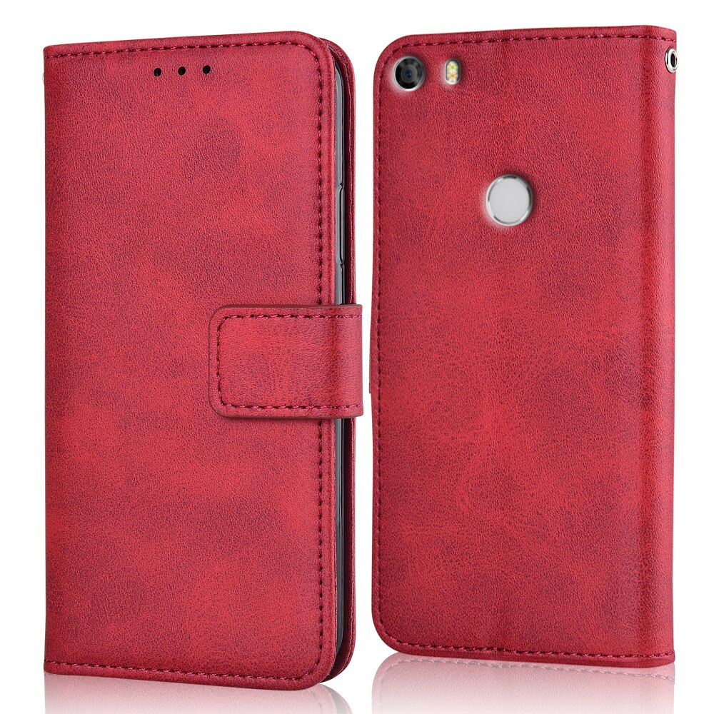 For On Alcatel Idol 5 6058D Cover Vintage Leatehr Wallet Case For Alcatel Idol 5 6058D Coque Phone Bag Kickstand Fitted Case: niu-Red