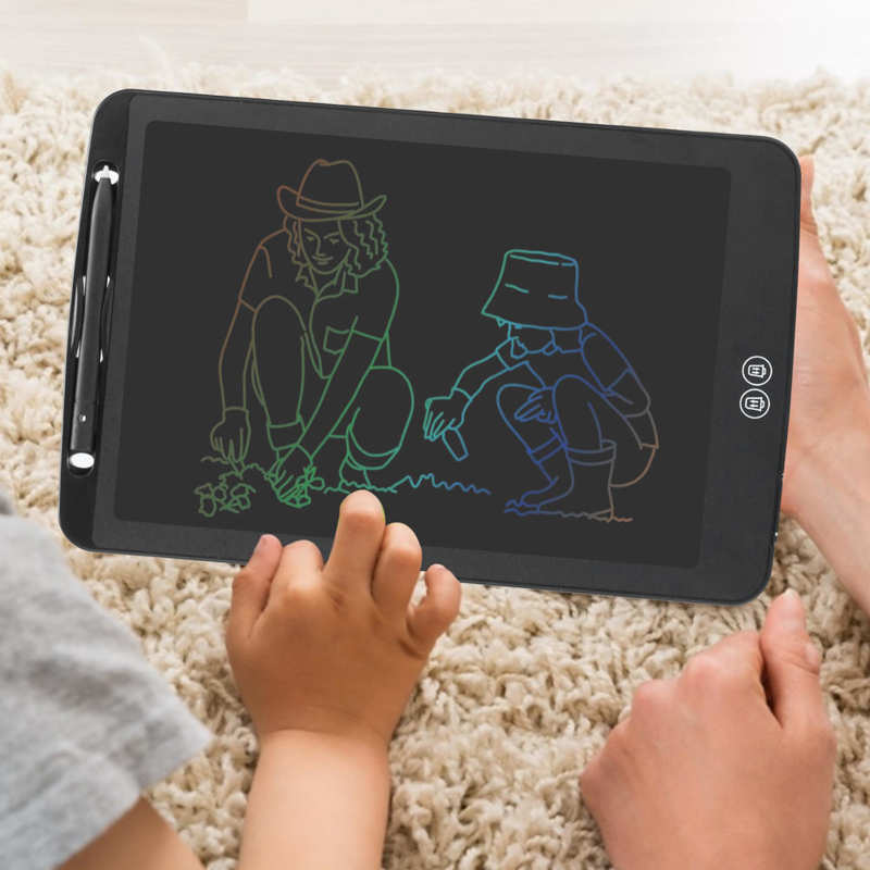 12inch LCD Writing Tablet Split Screen Electronic Drawing Board Ruler Mouse Pad flexible LCD screen Handwriting Tablet Black