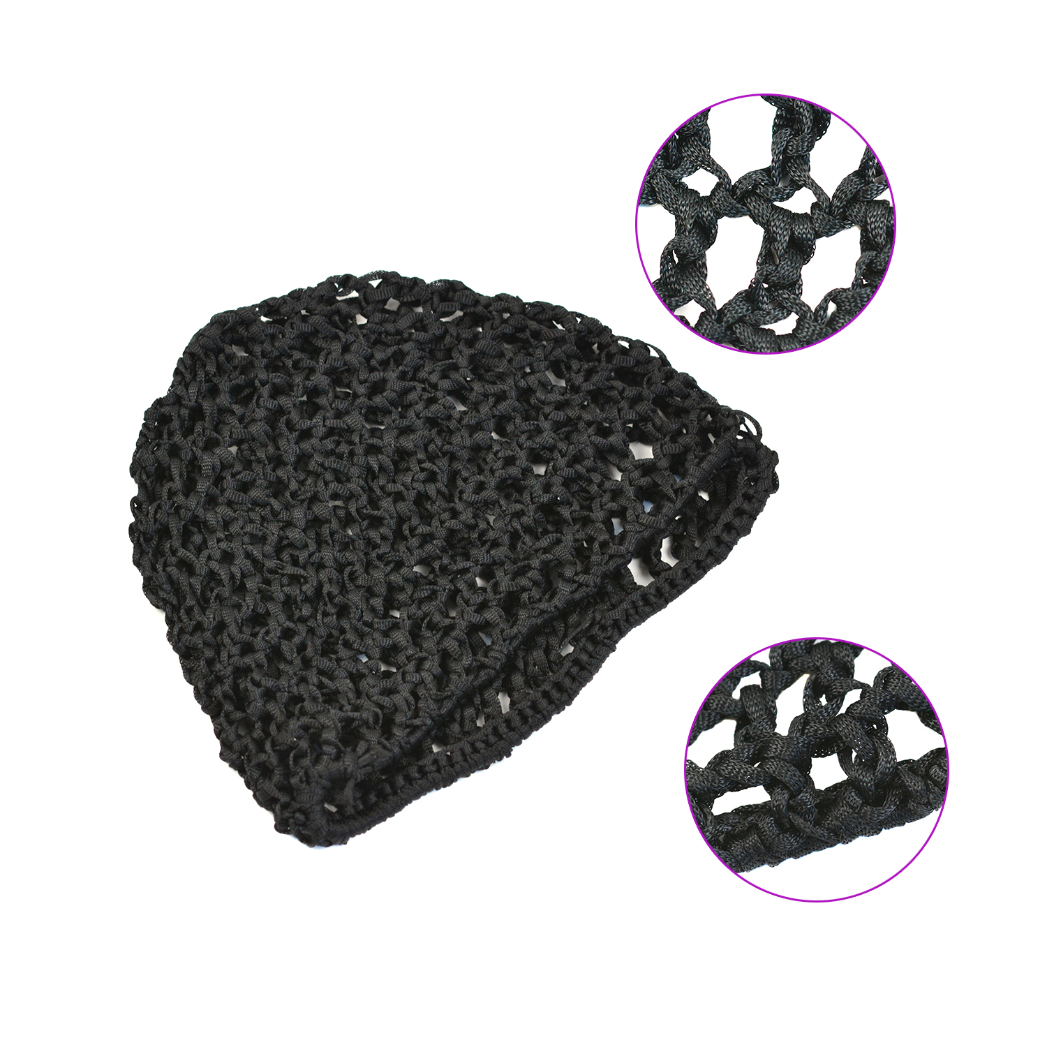 1-teiliges schwarzes Häkel-Haarnetz, Kunstseide-Gittergewebe-Strick-Snood-Mütze, Damen-Haarnetz zum Schlafen