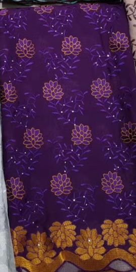 Nigerian Burgundy Lace Fabrics African French Tulle Lace Fabric For Woman Dress with Beads: purple