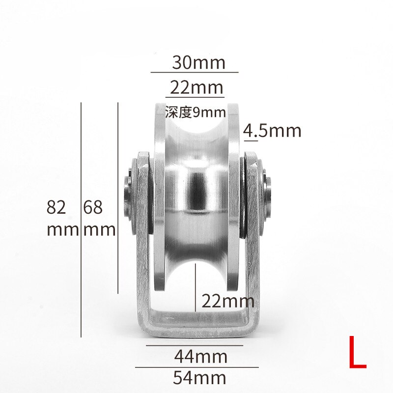 Katrol Blok U 304 Rvs Katrol Roller Duplex Lager Stille Afneembare Zware Gegroefde Wiel Laden