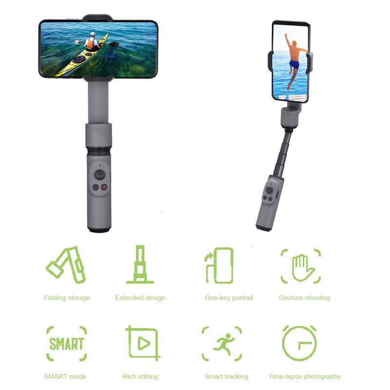 Outdoor Smartphone Action Camera Portable Foldable Photography Gimbal Stabilizer Selfie Stick Quick Release Bluetooth Anti Shake