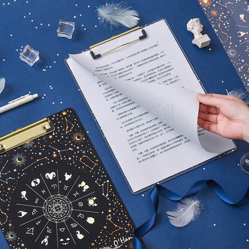 Fantasy starry akryl bronzing board klämma genomskinlig  a4 student hård plast skrivtavla brevpapper mapp