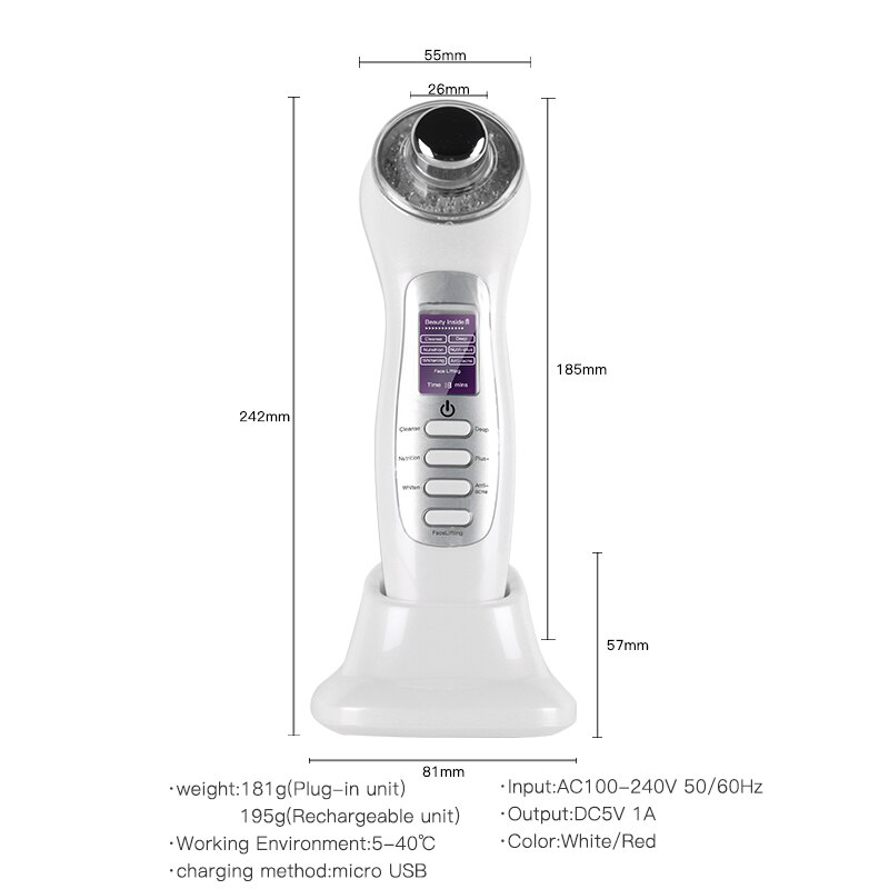 Micro-current Skin Tightening Ultrasonic 7 In 1 Galvanic 3MHz Facial Lifting Beauty Care Light Photon Face Rejuvenation Machine