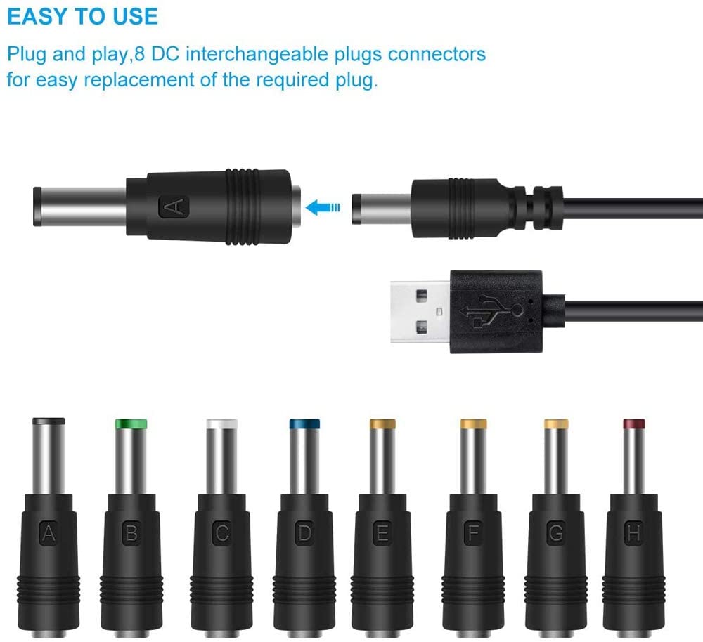 8 Connectors Adapter USB to DC Power Cable & USB 5... – Grandado