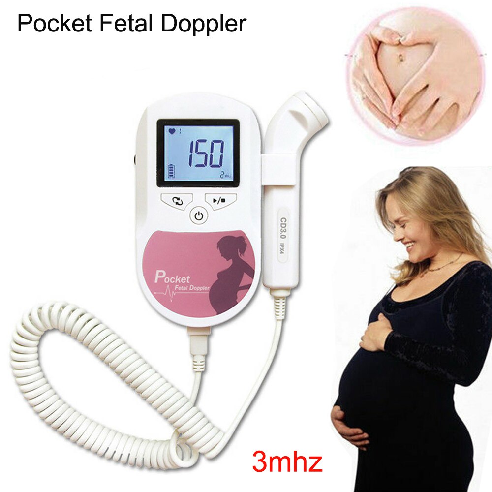 Doppler fœtal de poche 2MHZ 3MHZ 8MHZ, A B C, détecteur de battements de cœur pour bébé, moniteur de fréquence cardiaque à domicile pour femme enceinte: Baby Sound C 3M Pink