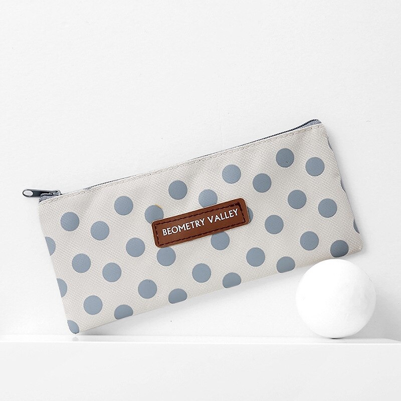 Estuche Kawaii de lona con rejilla de puntos para lápices, bonita caja de lápices con cremallera, bolsa de lápices de gran capacidad para niñas, papelería coreana, suministros escolares: 3